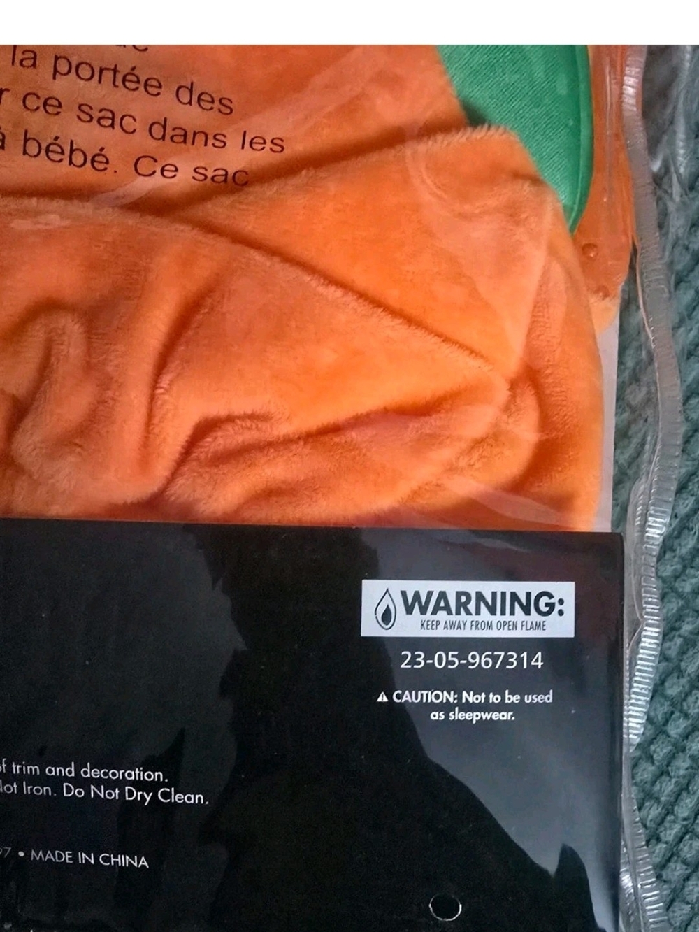Spirit Orange Pumpkin Costume with Green Collar and Black Accents - Picture 5 of 7